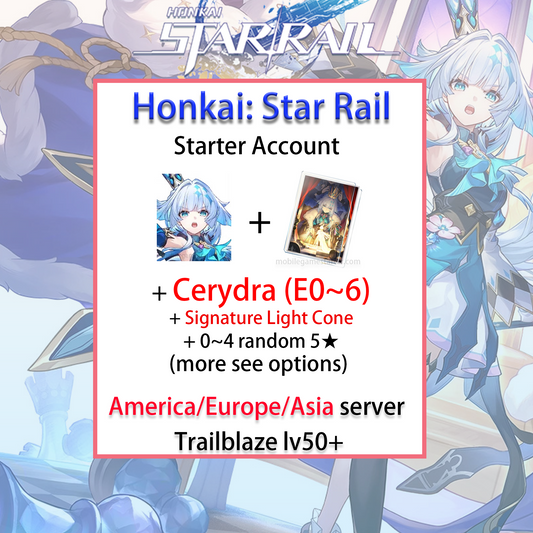 [NA/EU][INSTANT] Cerydra + Signature Light Cone Honkai: Star Rail Farmed Starter Account America/Europe/Asia (see options)-Mobile Games Starter