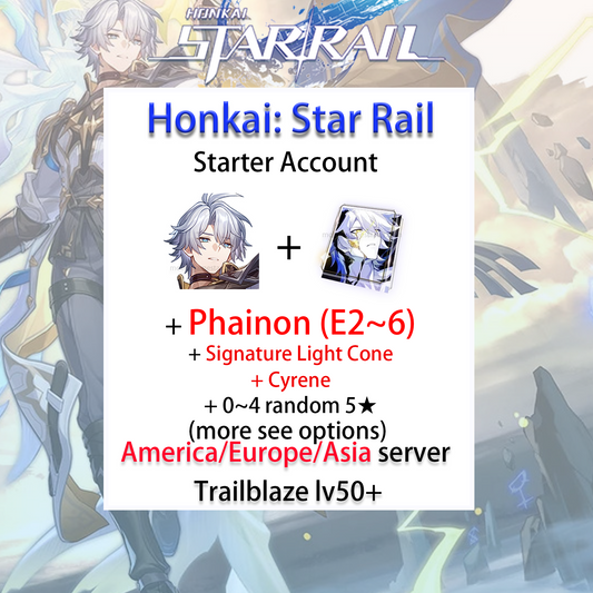[NA/EU][INSTANT] Phainon + Signature Light Cone + Cyrene Honkai: Star Rail Farmed Starter Account America/Europe (see options)-Mobile Games Starter