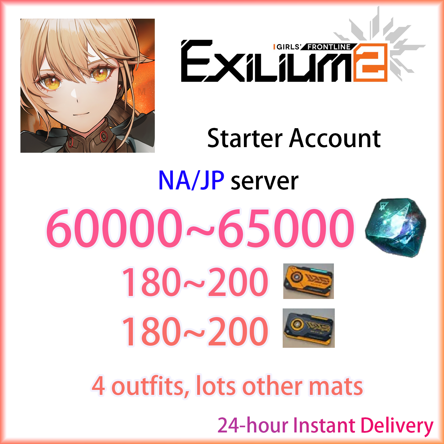 [NA/JP] 60000 Collapse Piece + 360 Access Permission | GIRLS' FRONTLINE 2: EXILIUM Starter Account (see options)-Mobile Games Starter