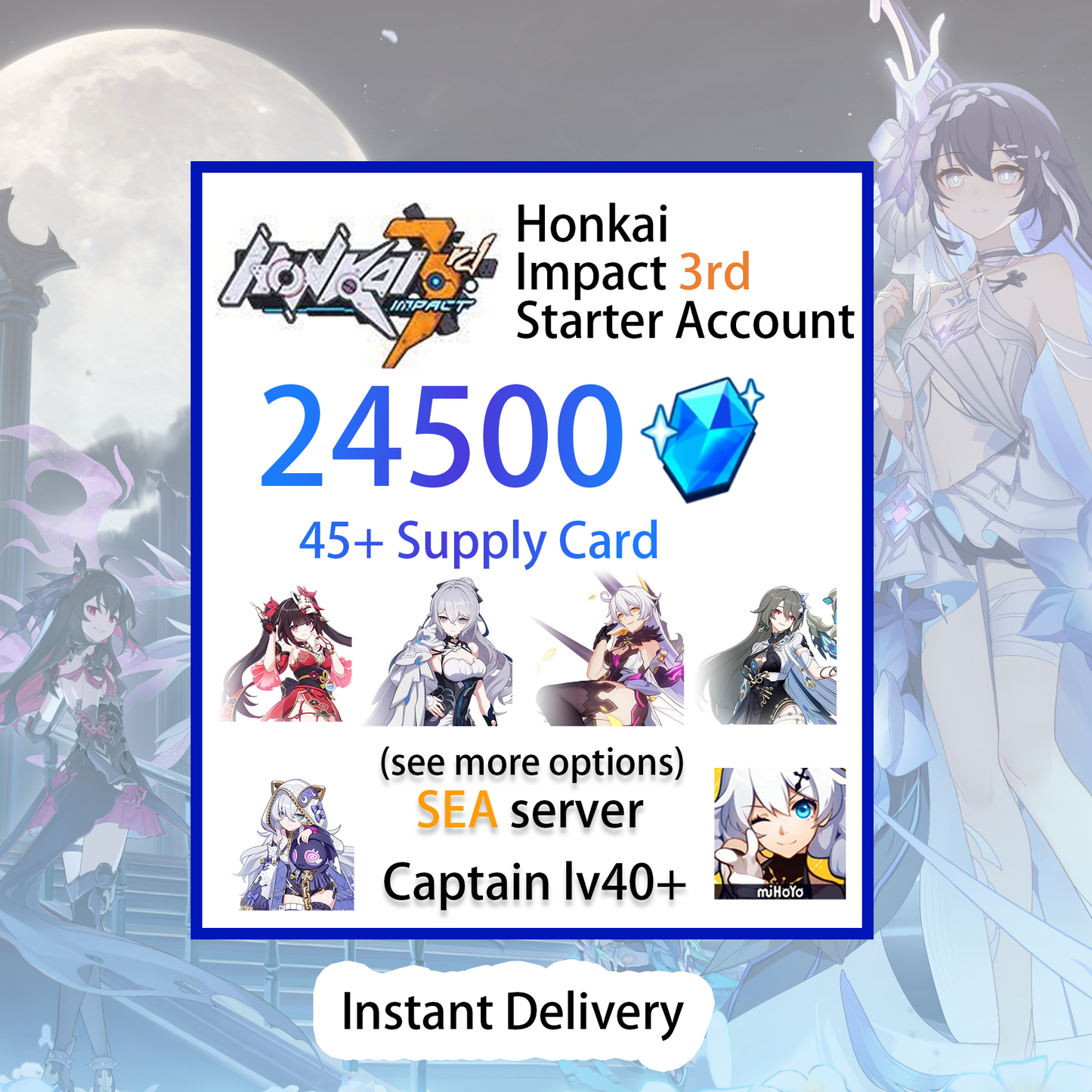 [SEA] [INSTANT] 24500+ Crystals | Honkai Impact 3 South East Asia Farmed Starter Account (see options)