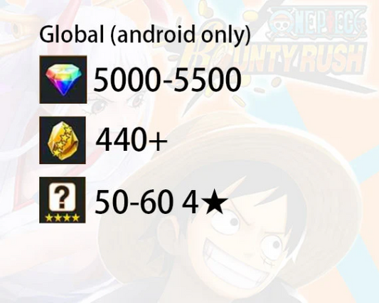 OPBR One Piece Bounty Rush Global 5000 gems 440 GF 50-60 4* Starter account [Android ONLY]-Mobile Games Starter