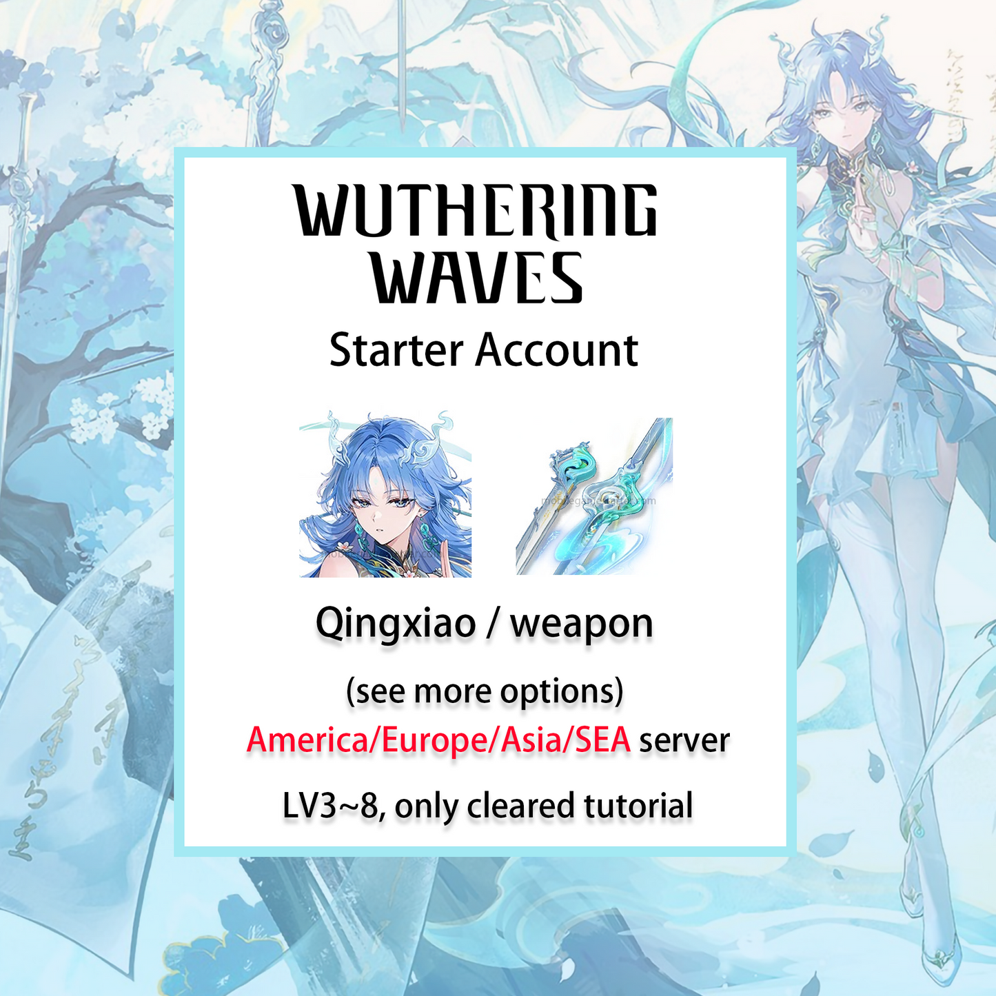[ALL SERVER] [INSTANT] Qingxiao / Denia / Signature Weapon | Wuthering Waves LV3~8 Starter Account America/Europe/Asia (see options)