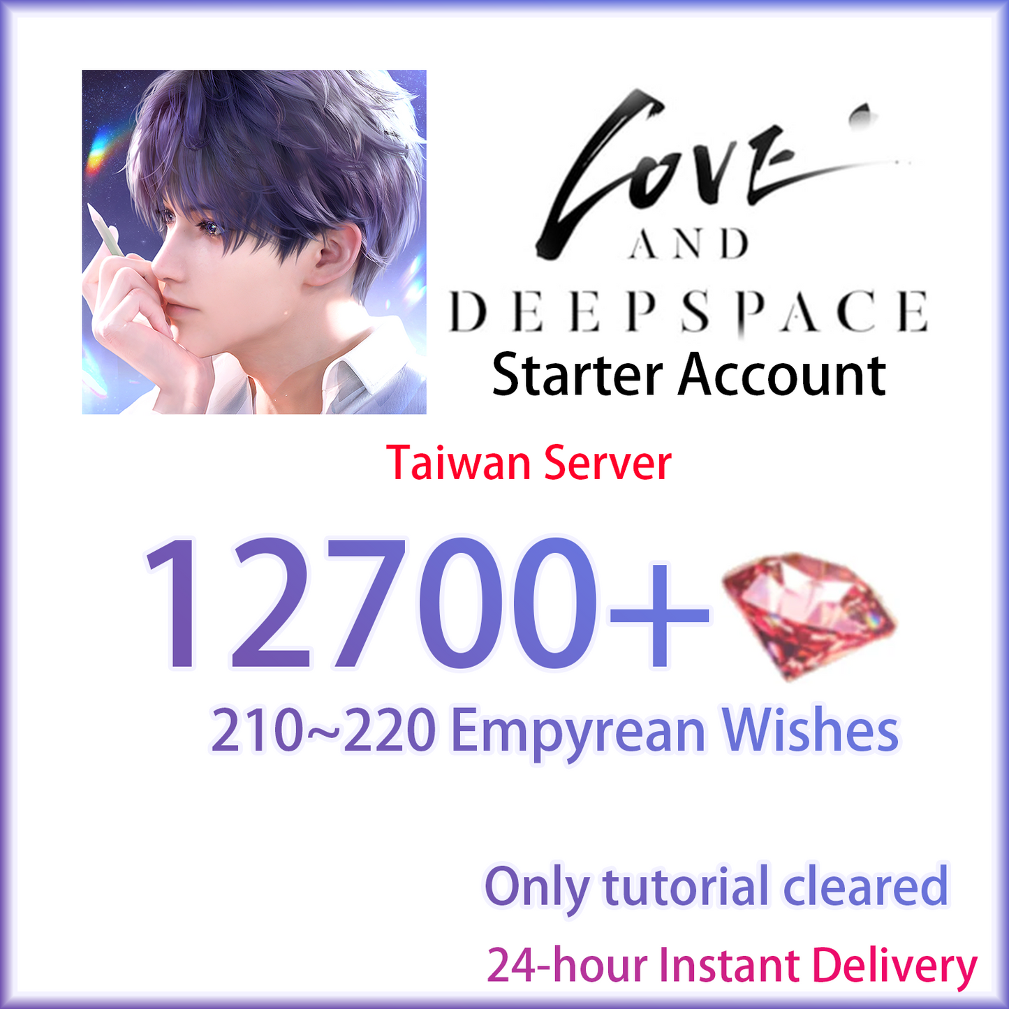 [TW][INSTANT] 12700 Diamonds + Empyrean Wishes | Love and Deepspace Tawain Starter Account-Mobile Games Starter