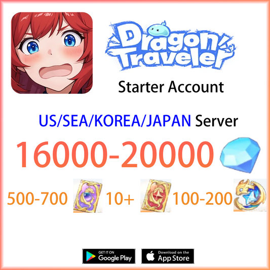 [US/SEA/KR/JP] [INSTANT] 16000~20000 Gems + tickets | Dragon Traveler Global Semi Starter Account (see options)-Mobile Games Starter