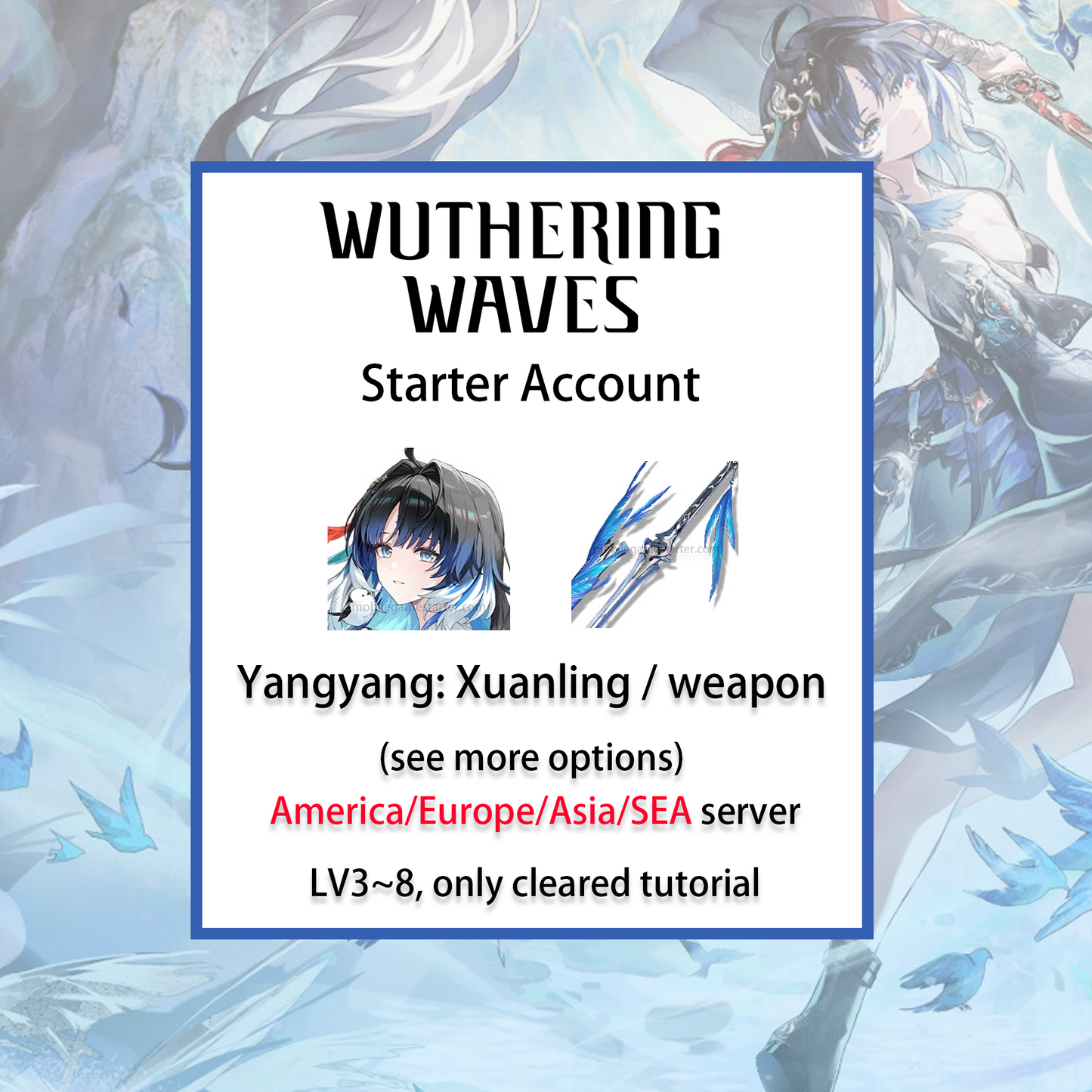 [ALL SERVER] [INSTANT] Yangyang: Xuanling / Signature Weapon | Wuthering Waves LV3~8 Starter Account America/Europe/Asia (see options)-Mobile Games Starter